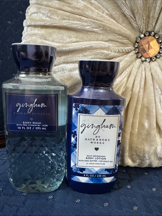Bath & Body Works Other - Bath & Body Works Gingham Blue Body Wash & Lotion Duo